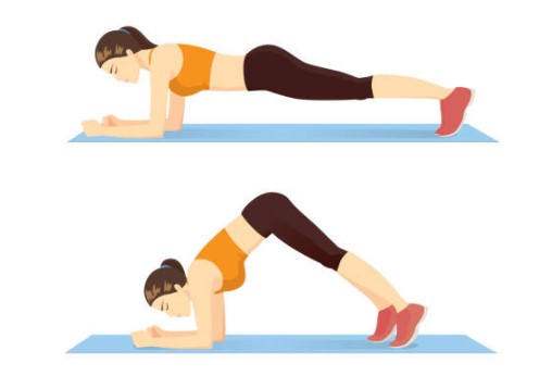 Woman, who is doing Dolphin Plank