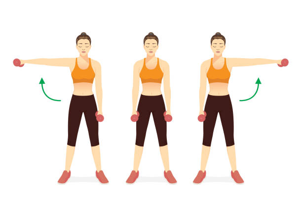 Women doing dumbell front raises