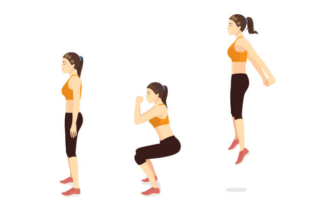 Women doing jumping Squats