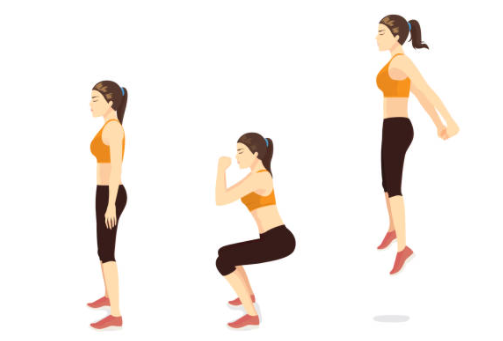 Women, who is doing squat jumps